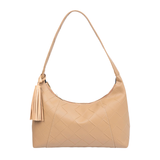 Brown Textured Tote Bag with Tassel Accent