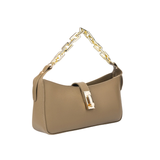 Olive Flap Handbag with Twist Lock & Chain Handle