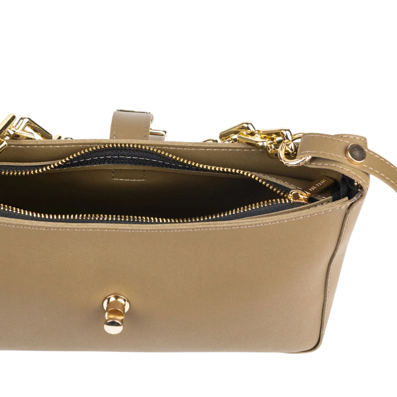 Olive Flap Handbag with Twist Lock & Chain Handle