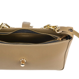 Olive Flap Handbag with Twist Lock & Chain Handle