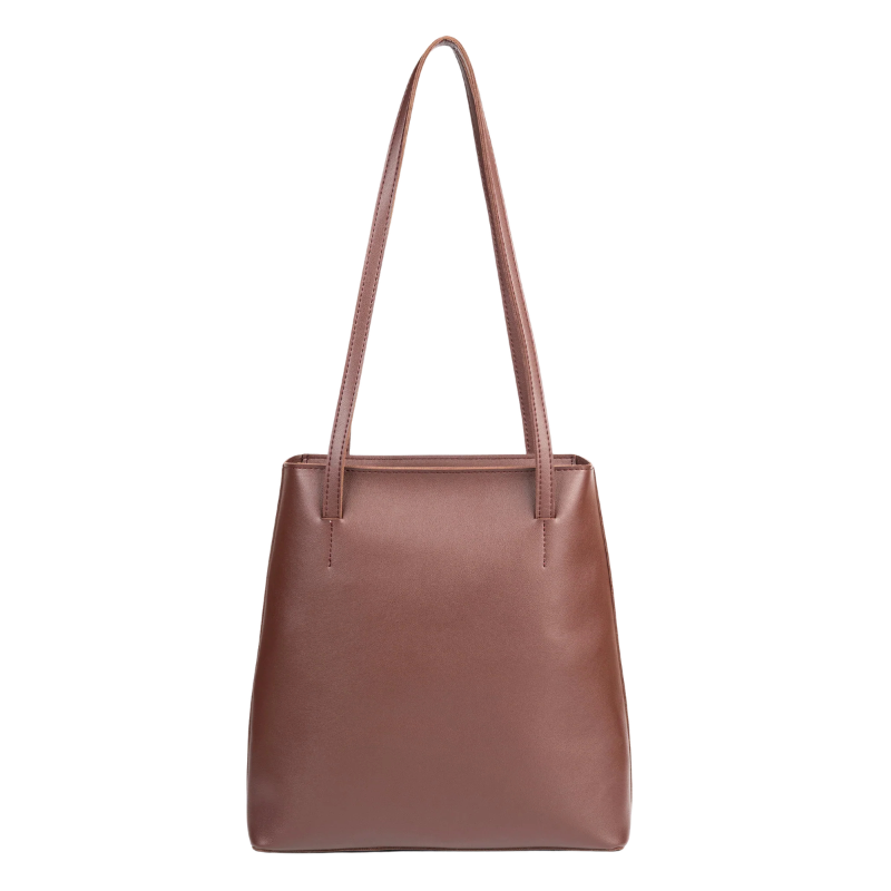 Brown Classic Tote Bag with Zip Closure