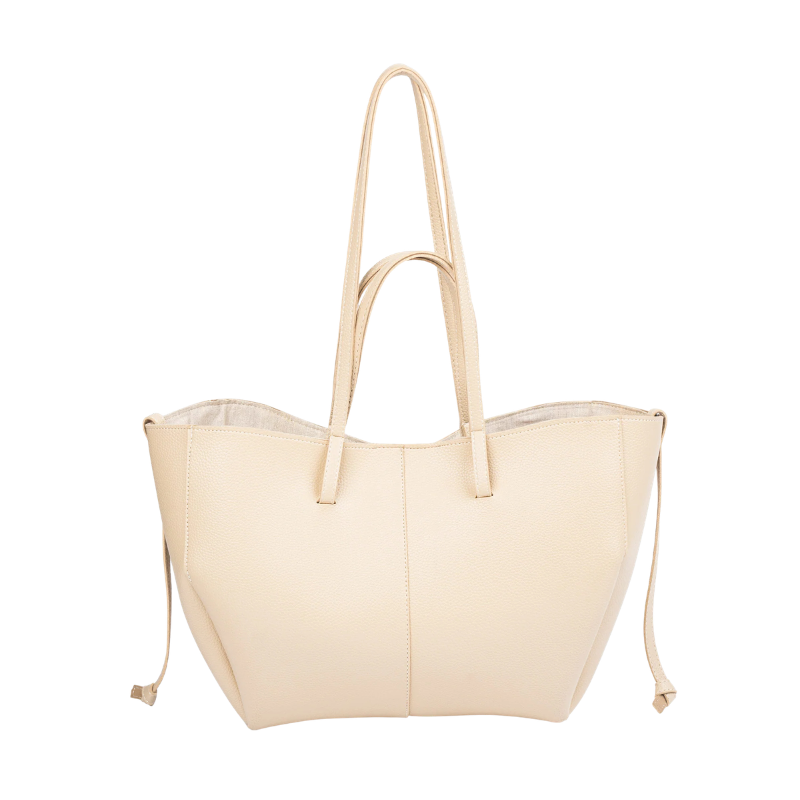 Off White Carryall Tote Bag with Dual Handles & Shoulder Straps