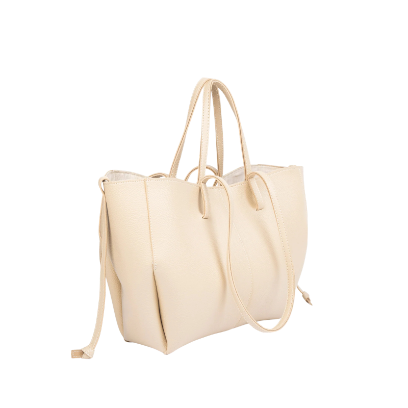 Off White Carryall Tote Bag with Dual Handles & Shoulder Straps