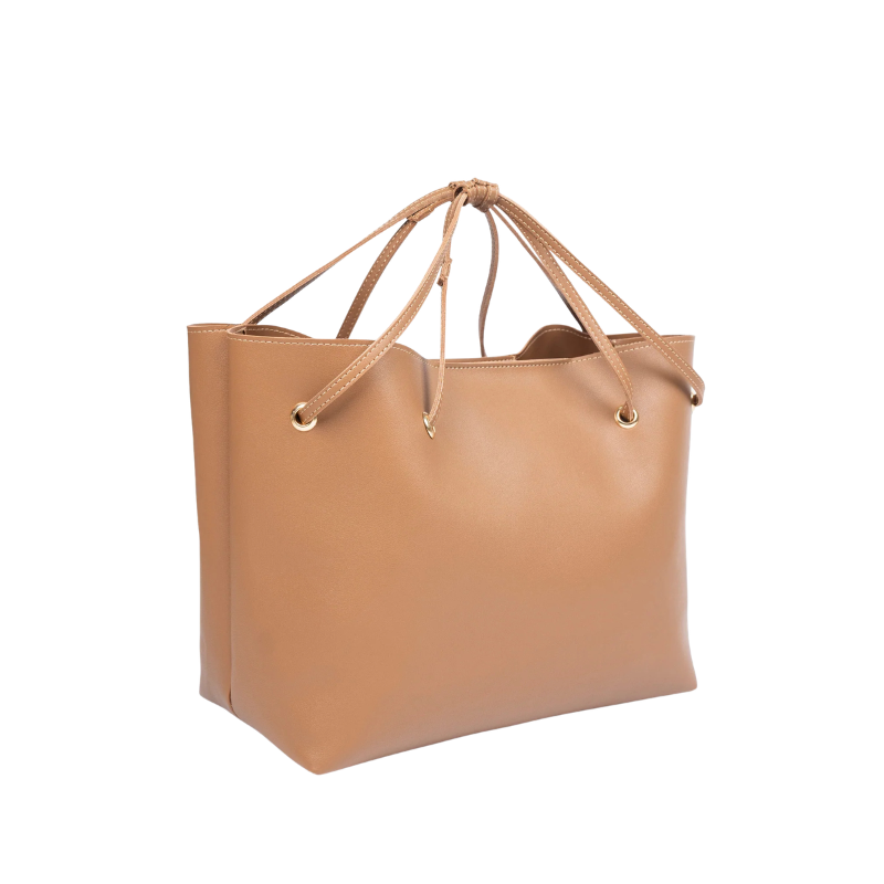 Grey Structured Tote Bag with Dual Handles & Shoulder Straps