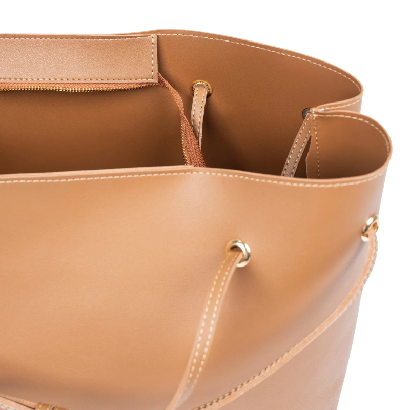 Grey Structured Tote Bag with Dual Handles & Shoulder Straps