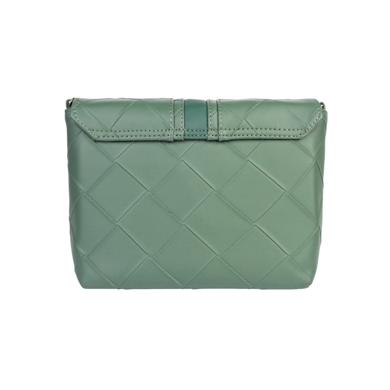 Textured Green Shoulder Handbag with Magnetic Closure