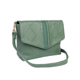 Textured Green Shoulder Handbag with Magnetic Closure