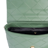 Textured Green Shoulder Handbag with Magnetic Closure
