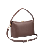 Brown Structured Handbag with Twist Lock & Shoulder Strap