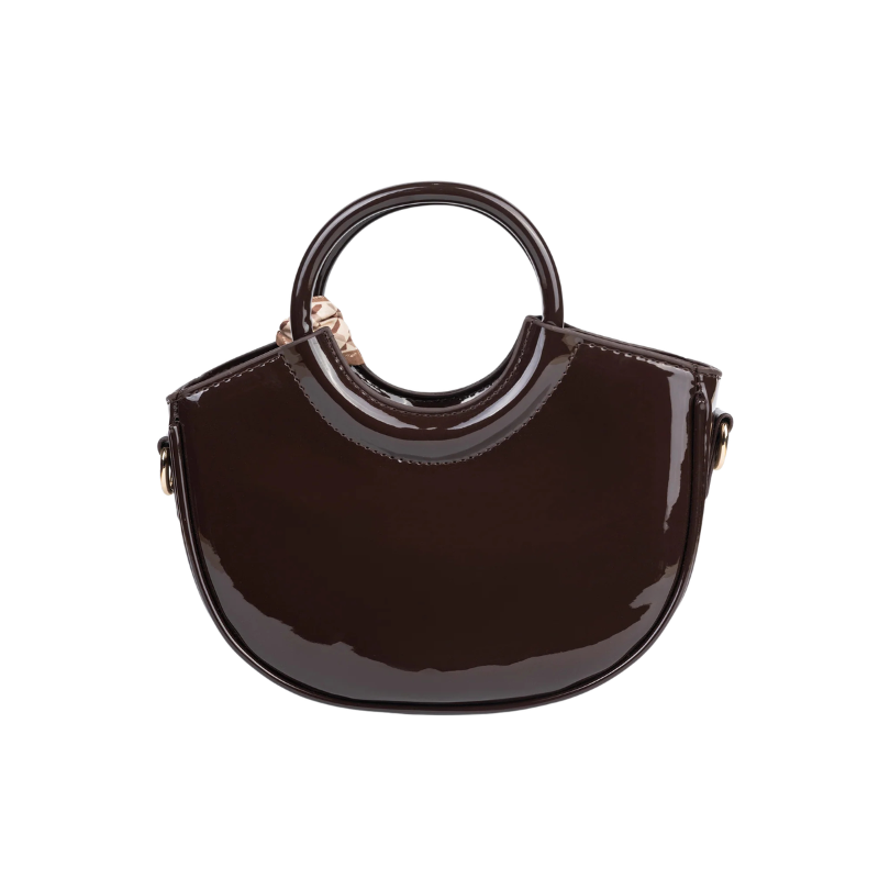 Brown Hobo Shoulder Bag with Scarf Detail