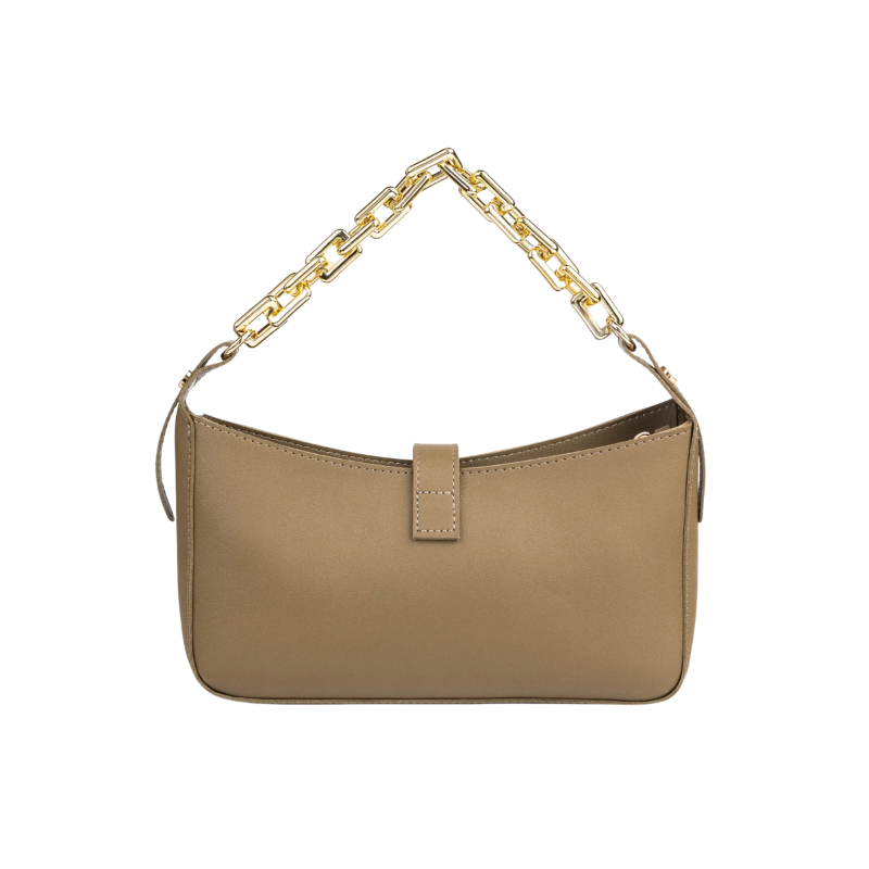 Olive Flap Handbag with Twist Lock & Chain Handle