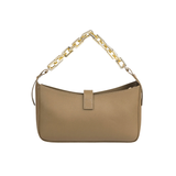 Olive Flap Handbag with Twist Lock & Chain Handle